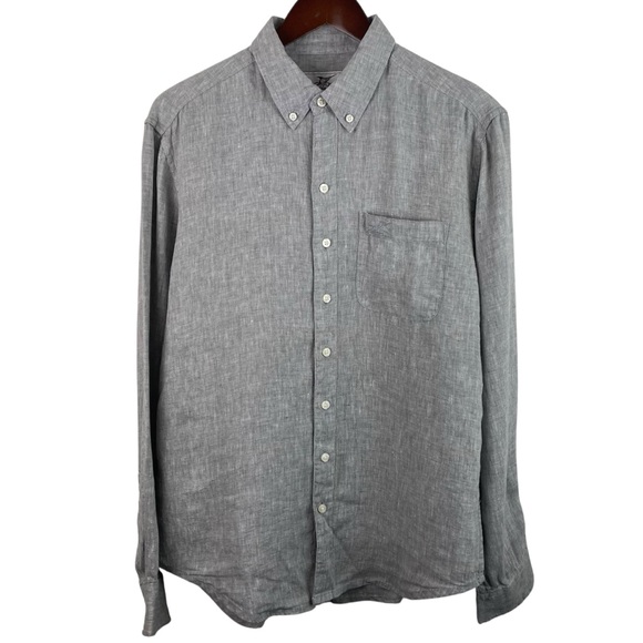 Madda Fella | Gray Linen Button Long Sleeve Shirt New - Picture 1 of 10